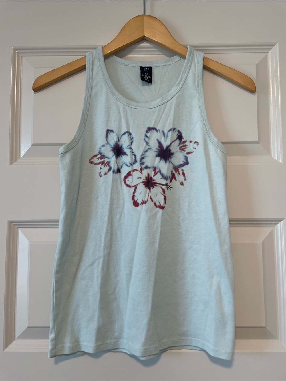 GAP Light Blue Hawaii Floral Y2K Surfer Tank Top Coastal Beach Vibes